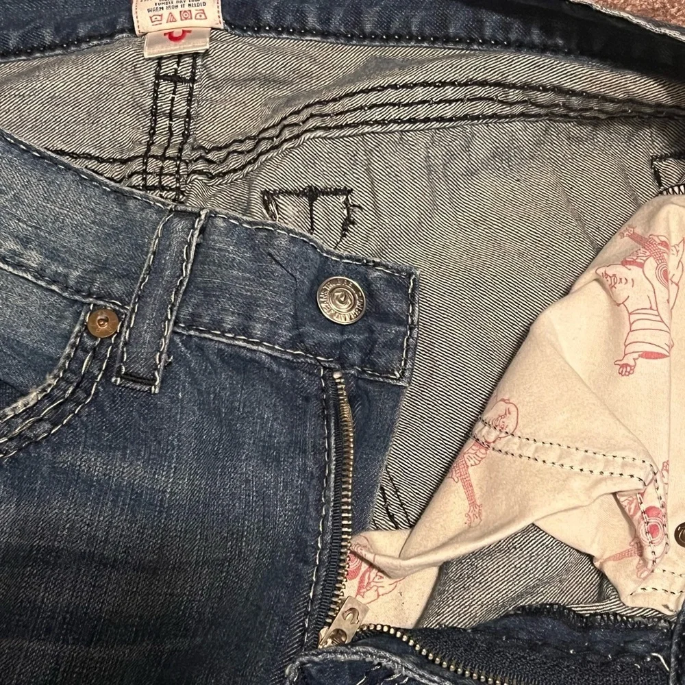 Vintage Y2K True Religion Jeans Men’s Straight Embroidered Logo Blue 36 X 32